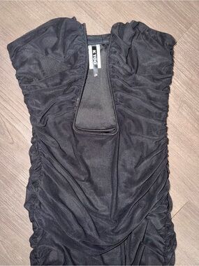 K TOO Mesh Ruched Strapless Bodycon Dress